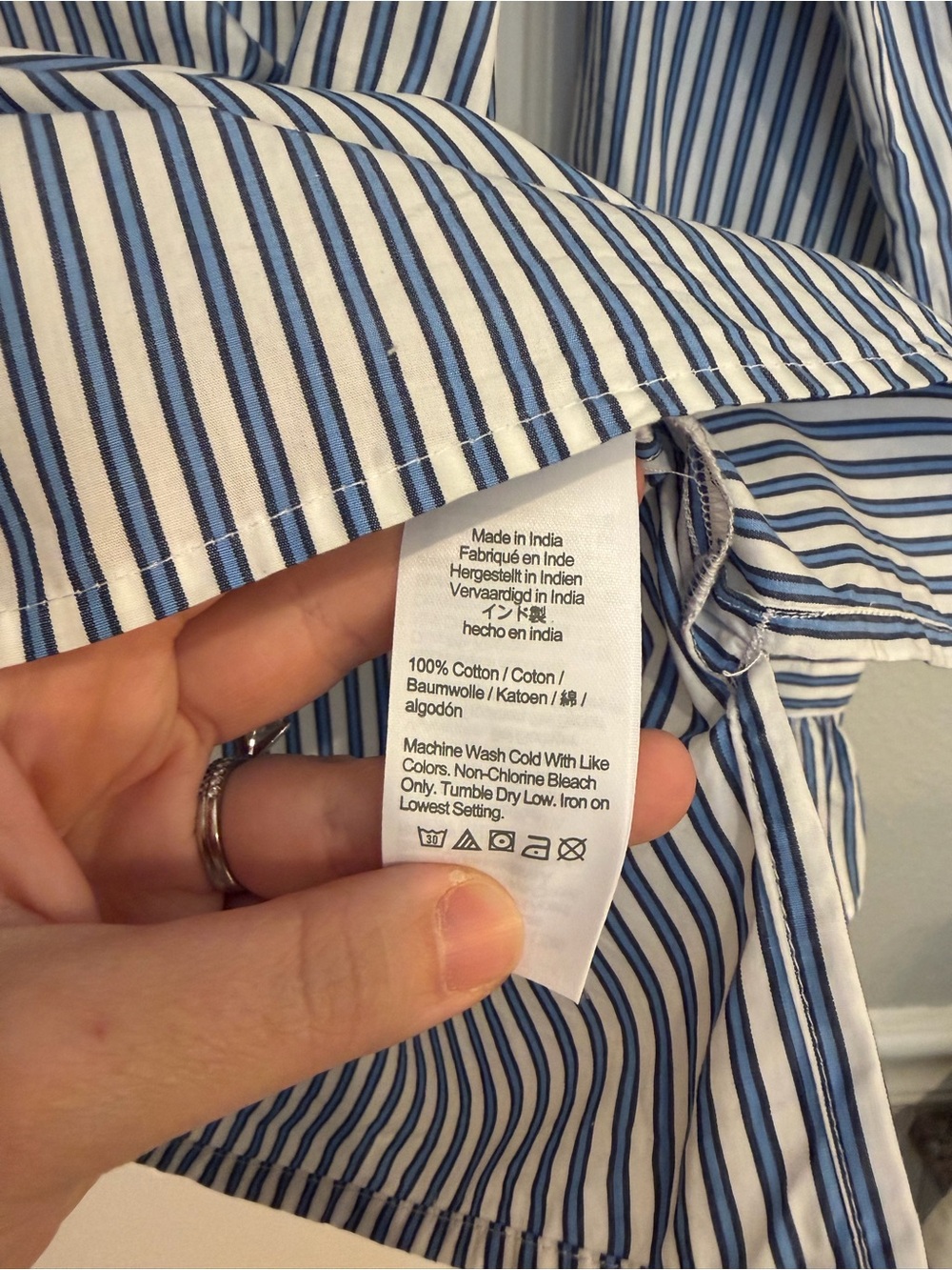 J Crew Cotton Poplin Top Small Blue White Stripe Coastal Preppy - Picture 6 of 6